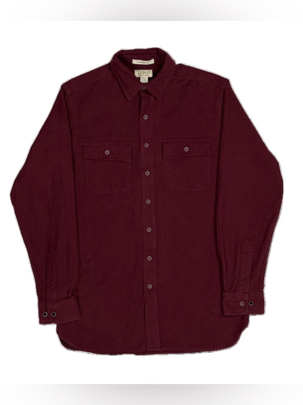 Vtg LL Bean chamois cloth burgundy traditional button up shirt mens medium tall
